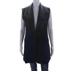 Malloni Gray Womens Sleeveless Button Closure Coat Navy Blue Wool Size EUR 42